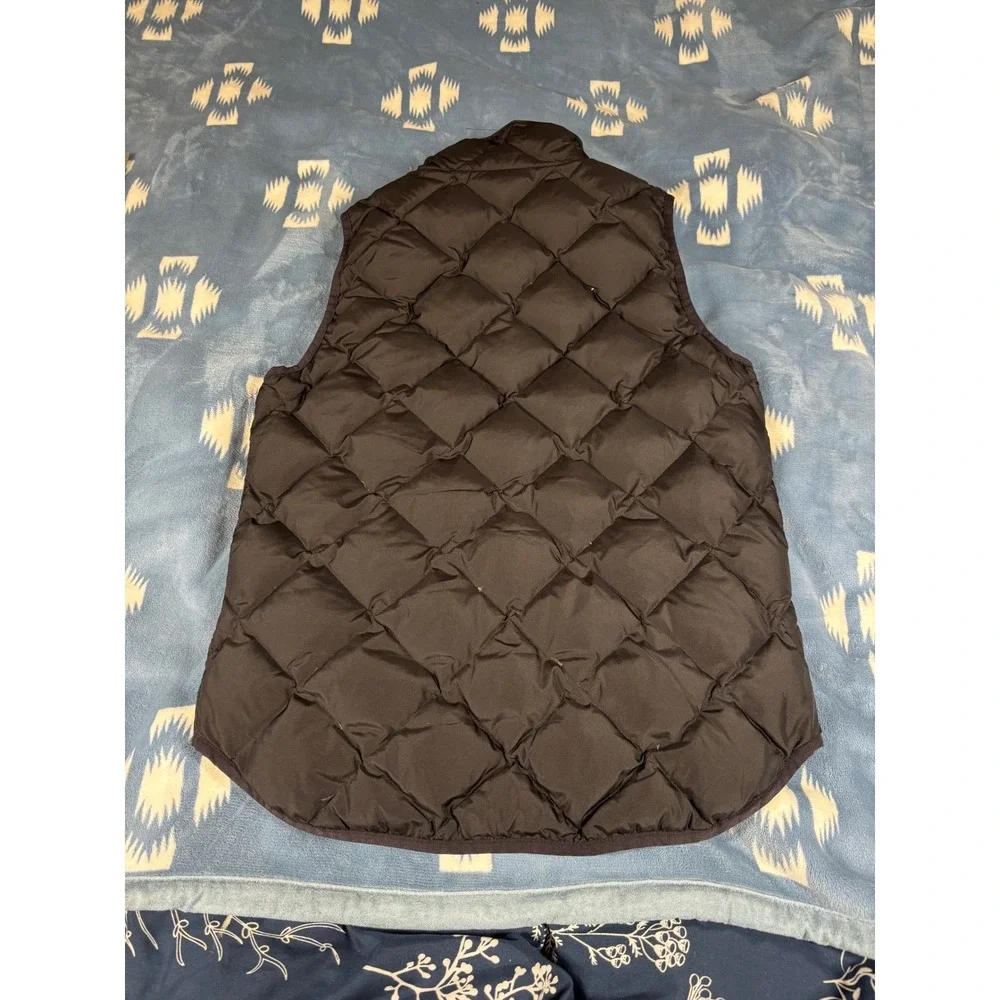 J.Crew Mens Diamond Quilted Puffer Vest Black XS Gold Zip Flap Pockets